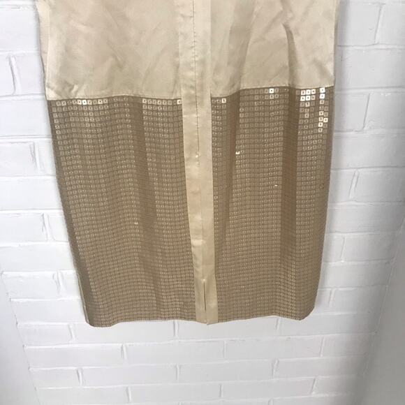 W by Worth Champagne Shimmer Sequin Sheath Dress Size 2 - Picture 8 of 10